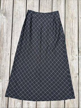 ANN TAYLOR | VTG 90s Y2K Black Linen Blend A-Line Minimalist Maxi Skirt | Size 4